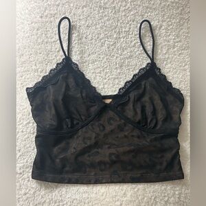 SHEIN Tan and Black Lace Cami Top